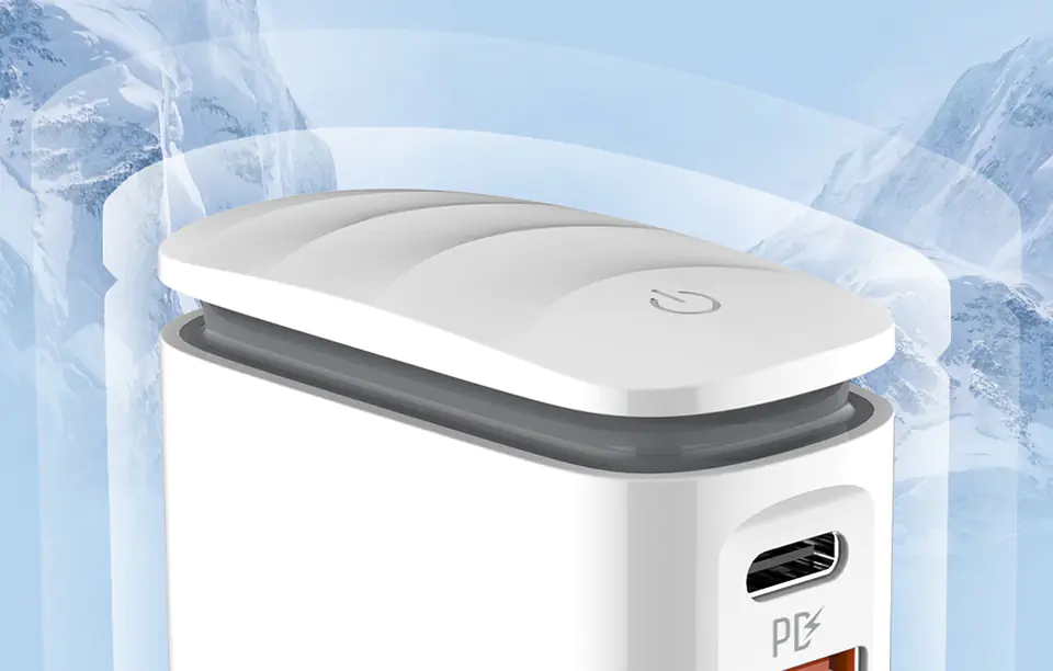 Wall charger with lamp function LDNIO A2423C, USB + USB-C, PD + QC 3.0, 25W (white)
