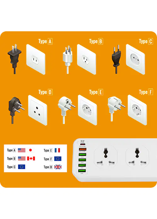 Power Strip with Charger 10 AC 1 USB-C 5 USB
