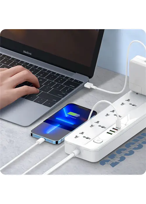 Power strip with charger 5 AC 1 USB-C 3 USB
