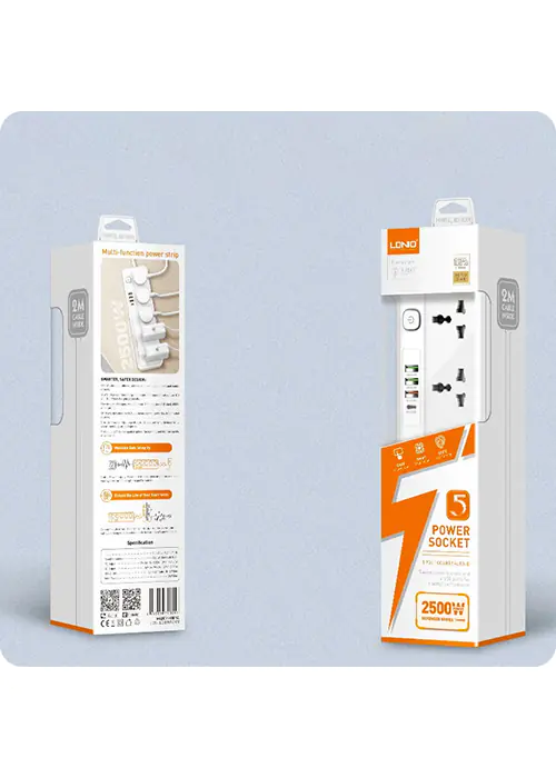 Power strip with charger 5 AC 1 USB-C 3 USB