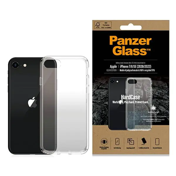 PanzerGlass HardCase iPhone SE 2022 /SE 2020 / 7 / 8 Antibacterial Military grade Tangerine transparent 0377