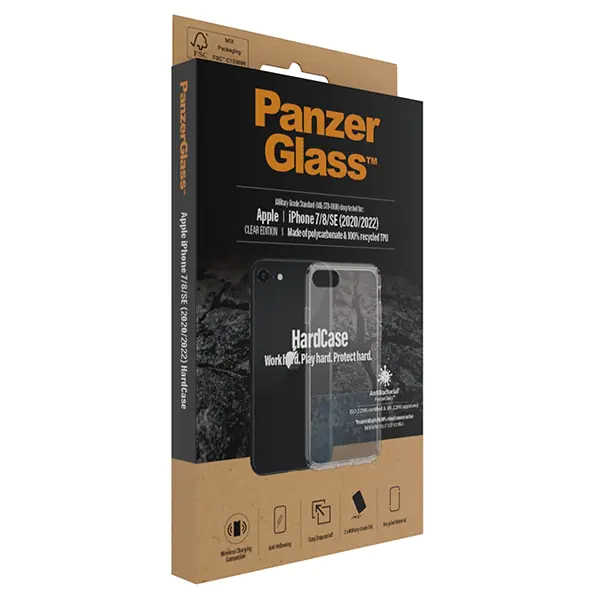 PanzerGlass HardCase iPhone SE 2022 /SE 2020 / 7 / 8 Antibacterial Military grade Tangerine transparent 0377