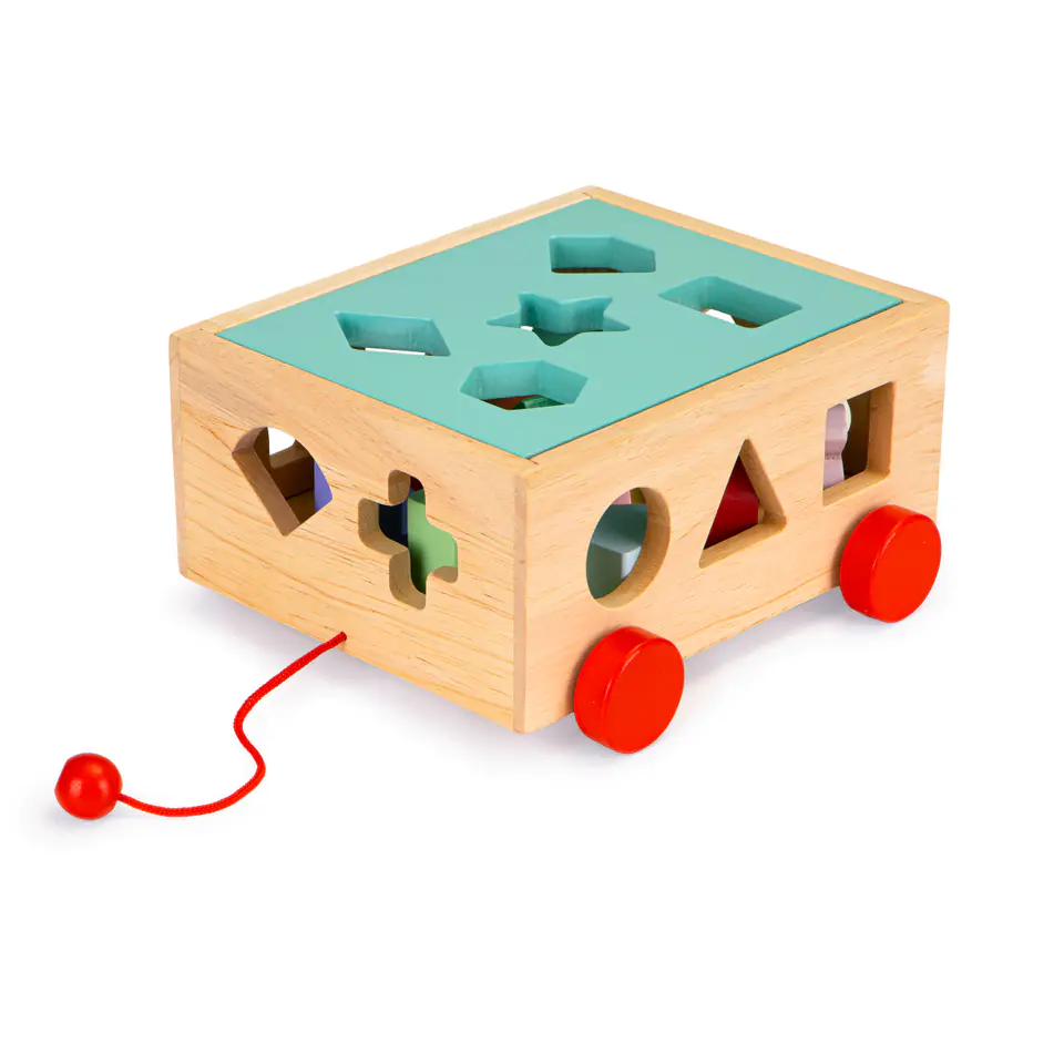 Wooden sorter trolley with blocks - educational cube for children