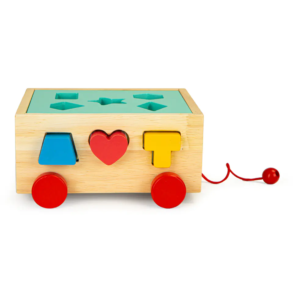 Wooden sorter trolley with blocks - educational cube for children