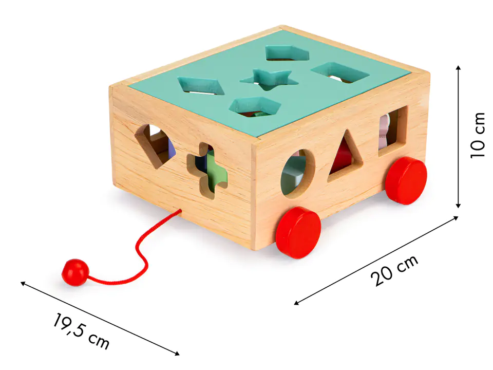 Wooden sorter trolley with blocks - educational cube for children