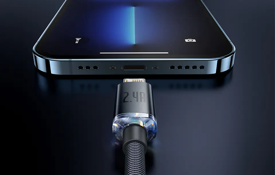 USB cable for Lightning Baseus Crystal Shine, 2.4A, 1.2m (black)
