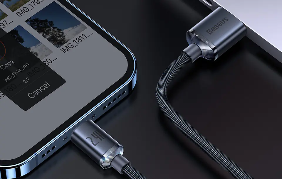 USB cable for Lightning Baseus Crystal Shine, 2.4A, 1.2m (black)