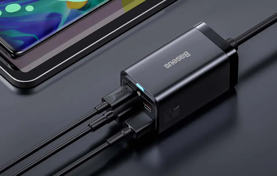 Ładowarka sieciowa Baseus GaN3 Pro, 2x USB-C, 2x USB, 65W (czarna)