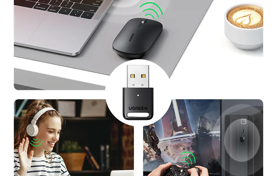 USB Adapter UGREEN CM390 Bluetooth 5.0 (Black)