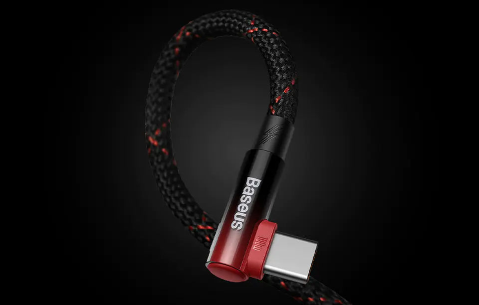 USB to USB-C cable Baseus Elbow 1m 100W (black-red)