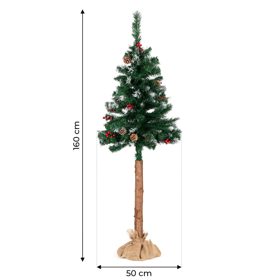 Christmas tree on the trunk 160cm artificial pine cones ornaments