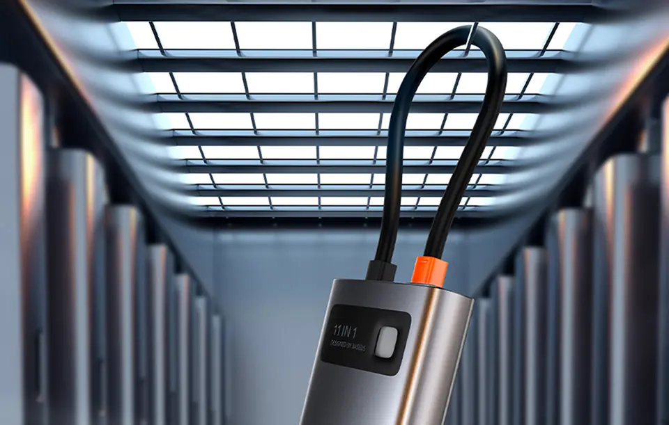 11in1 Baseus Metal Gleam Series Hub, USB-C up to 3x USB 3.0 + 2x HDMI + USB-C PD + Ethernet RJ45 + microSD/SD + VGA + AUX