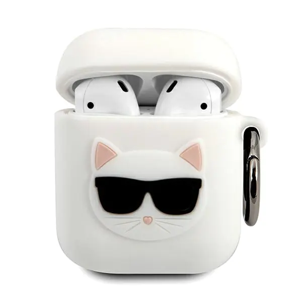 Karl Lagerfeld KLACA2SILCHWH AirPods 1/2cover biały/white Silicone Choupette