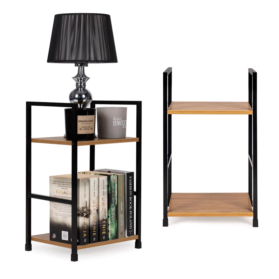 Wooden bookcase modern bedside table 2 shelves LOFT