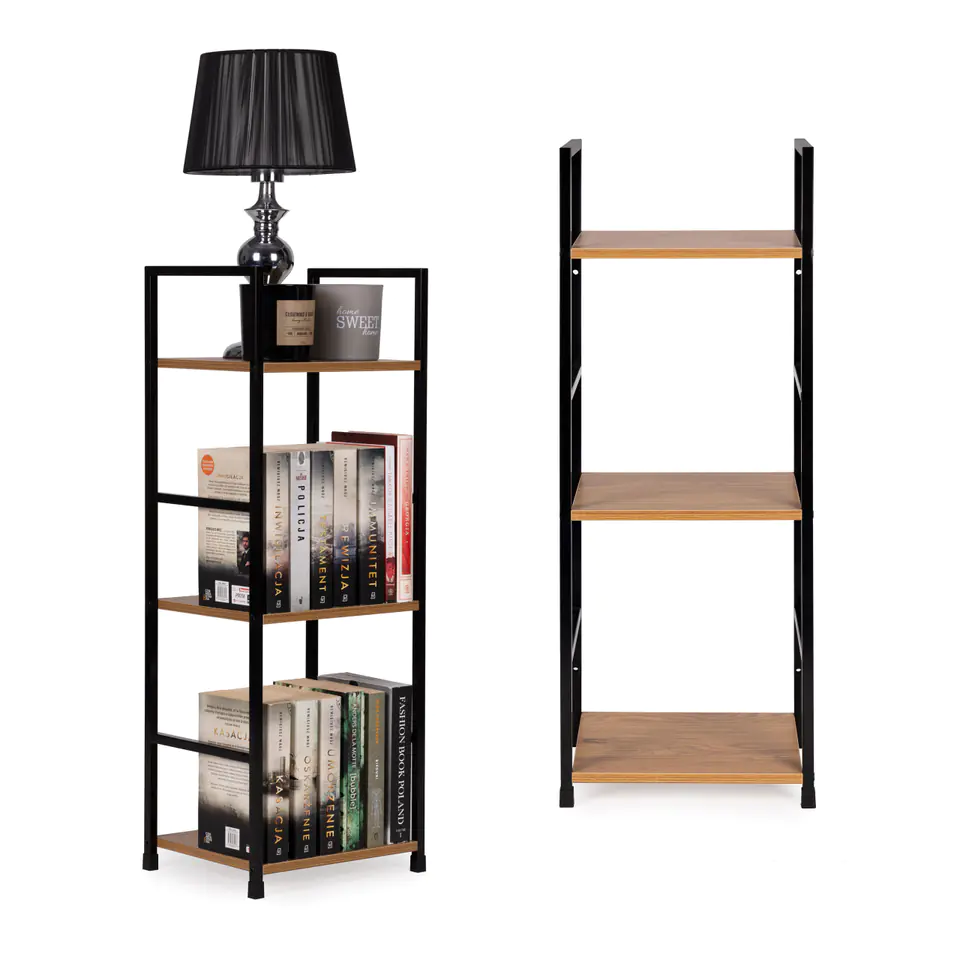 Wooden bookcase modern metal frame LOFT 3 shelves