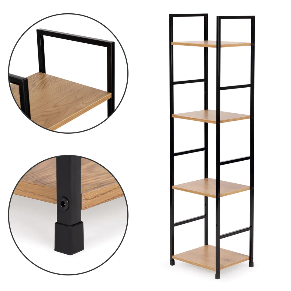 Wooden bookcase modern metal frame LOFT 4 shelves