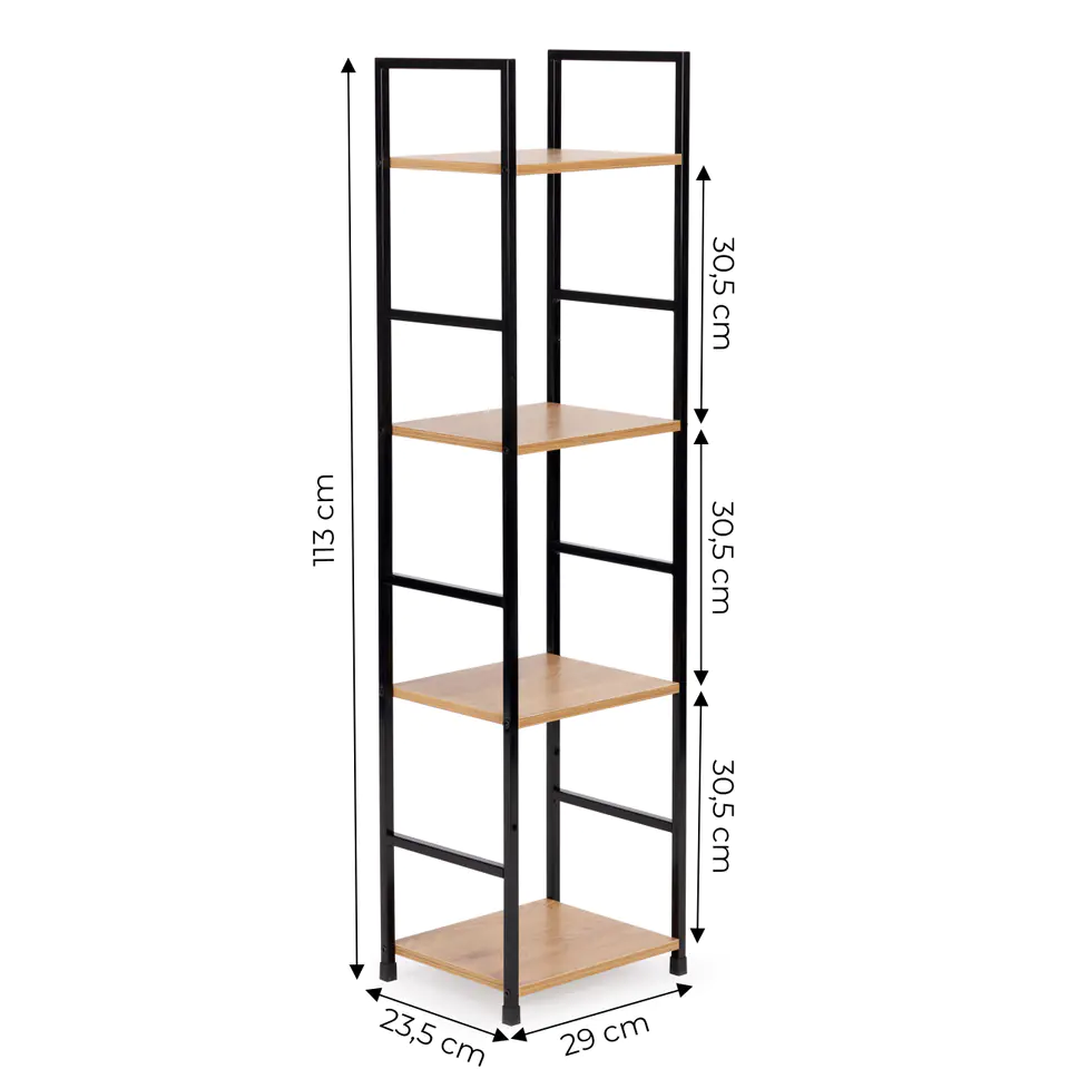 Wooden bookcase modern metal frame LOFT 4 shelves