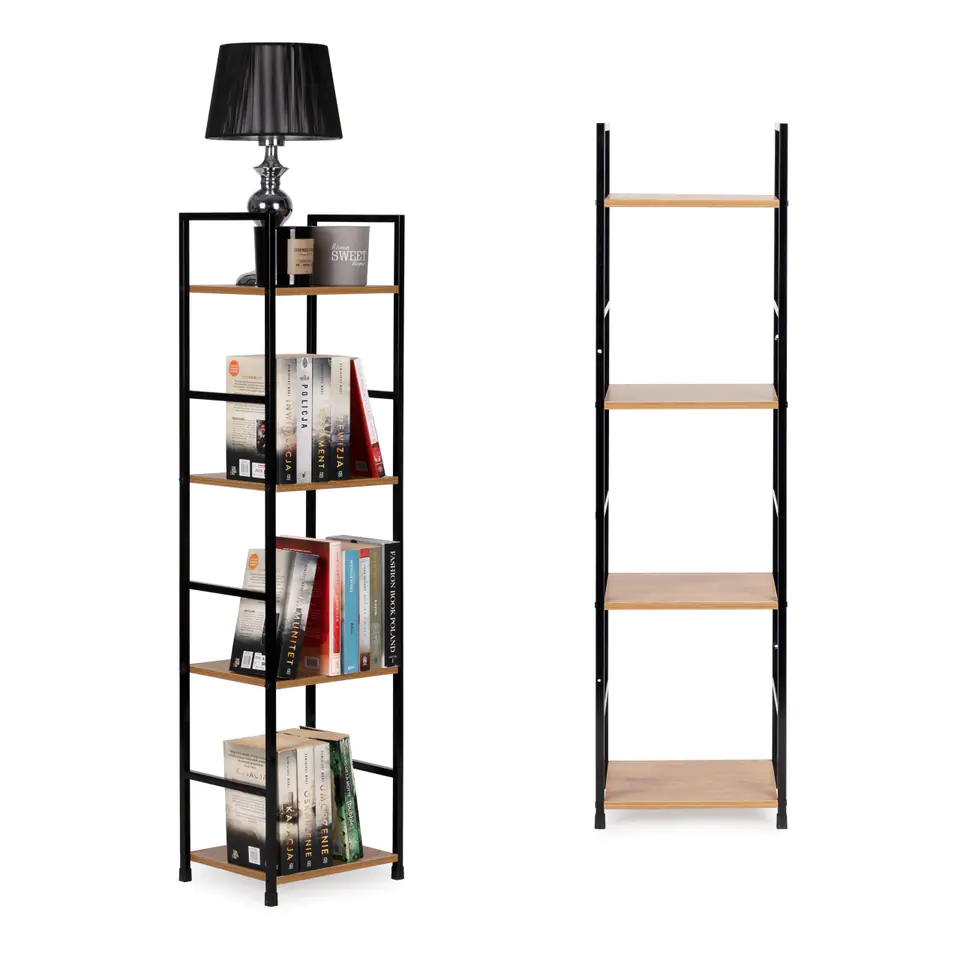 Wooden bookcase modern metal frame LOFT 4 shelves