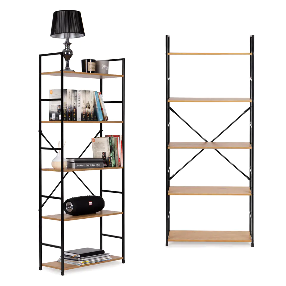 Wooden shelving wide modern LOFT 5 shelves