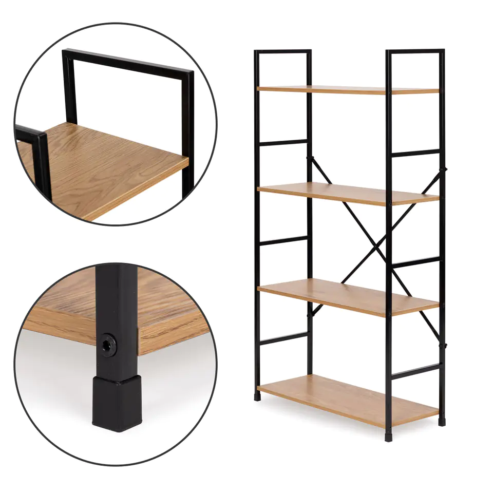 Wooden shelving 4 shelves wide modern LOFT