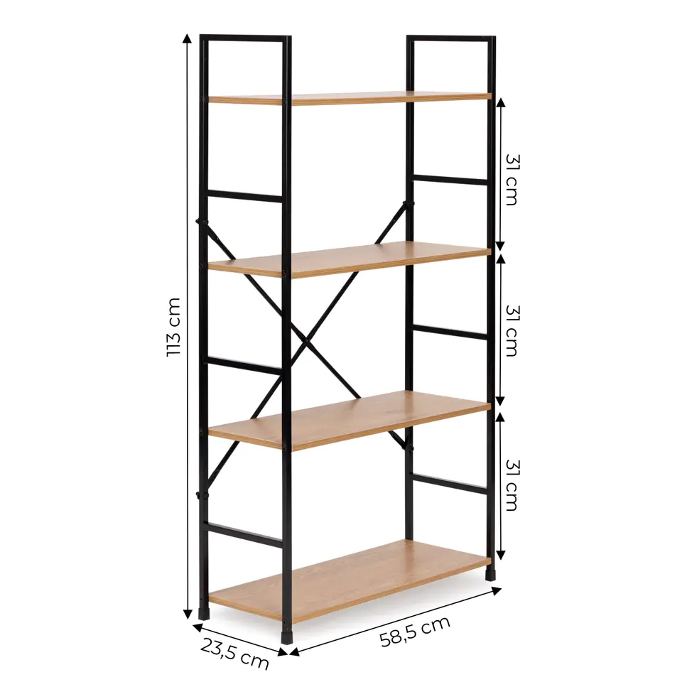 Wooden shelving 4 shelves wide modern LOFT