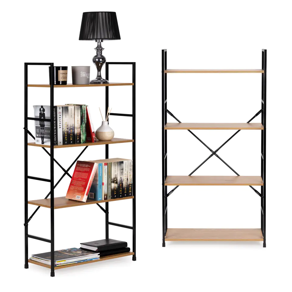 Wooden shelving 4 shelves wide modern LOFT