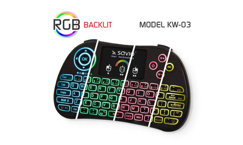 Wireless backlit keyboard SAVIO KW-03 Android TV Box, Smart TV, PS3, XBOX 360, PC