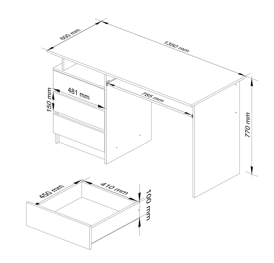 BIURKO CLP 135cm OLCHA