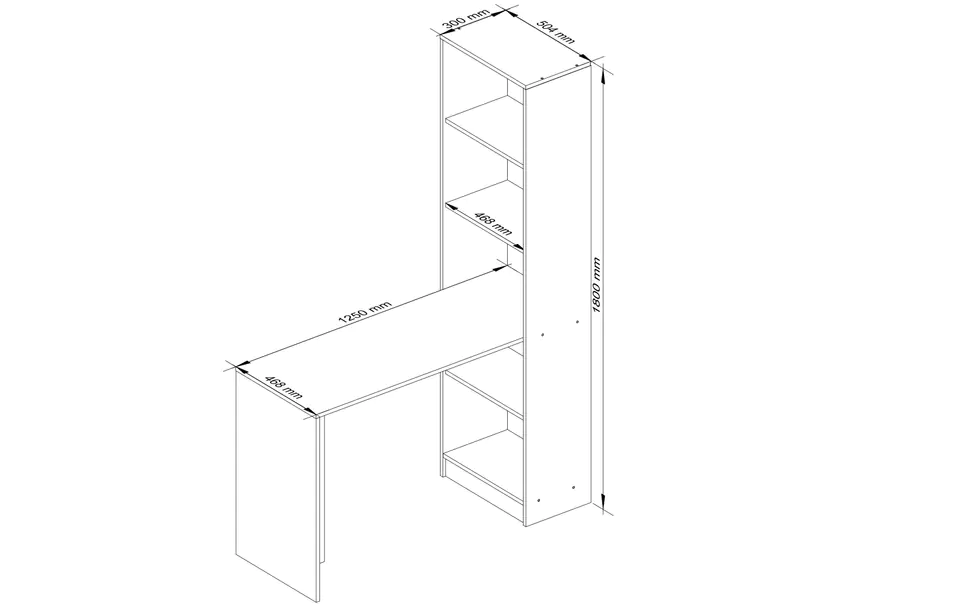 DESK WITH SMART BOOKCASE WHITE