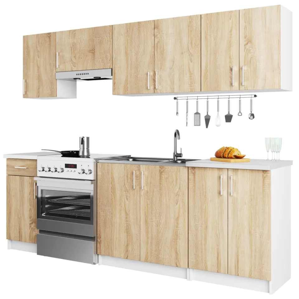 Kitchen Cabinets Set 5 Unit Sonoma Oak Cupboard Worktop Budget Small Modern  Nela