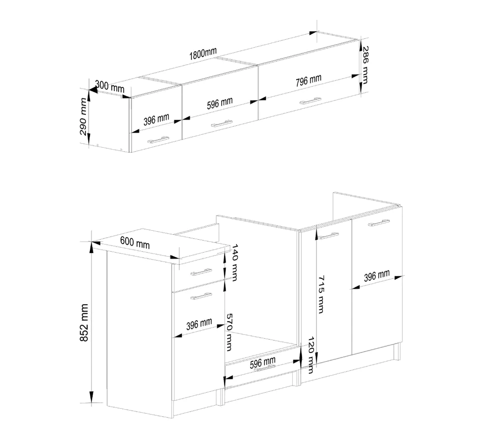 KITCHEN FURNITURE SET OLIWIA G1 1.8M WHITE