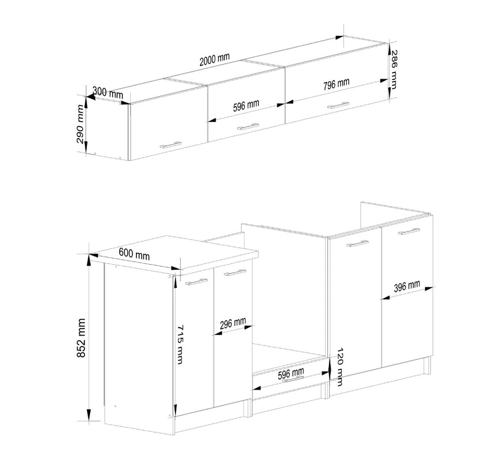 KITCHEN FURNITURE SET OLIWIA G1 2.0M WHITE