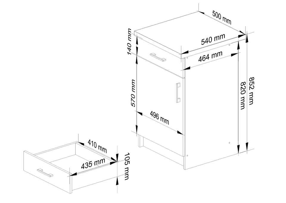 KITCHEN CABINET S50 D1SZ1 WITH LIMA WORKTOP