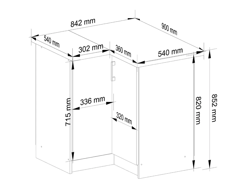 CORNER KITCHEN CABINET S90/90N WITH LIMA WORKTOP