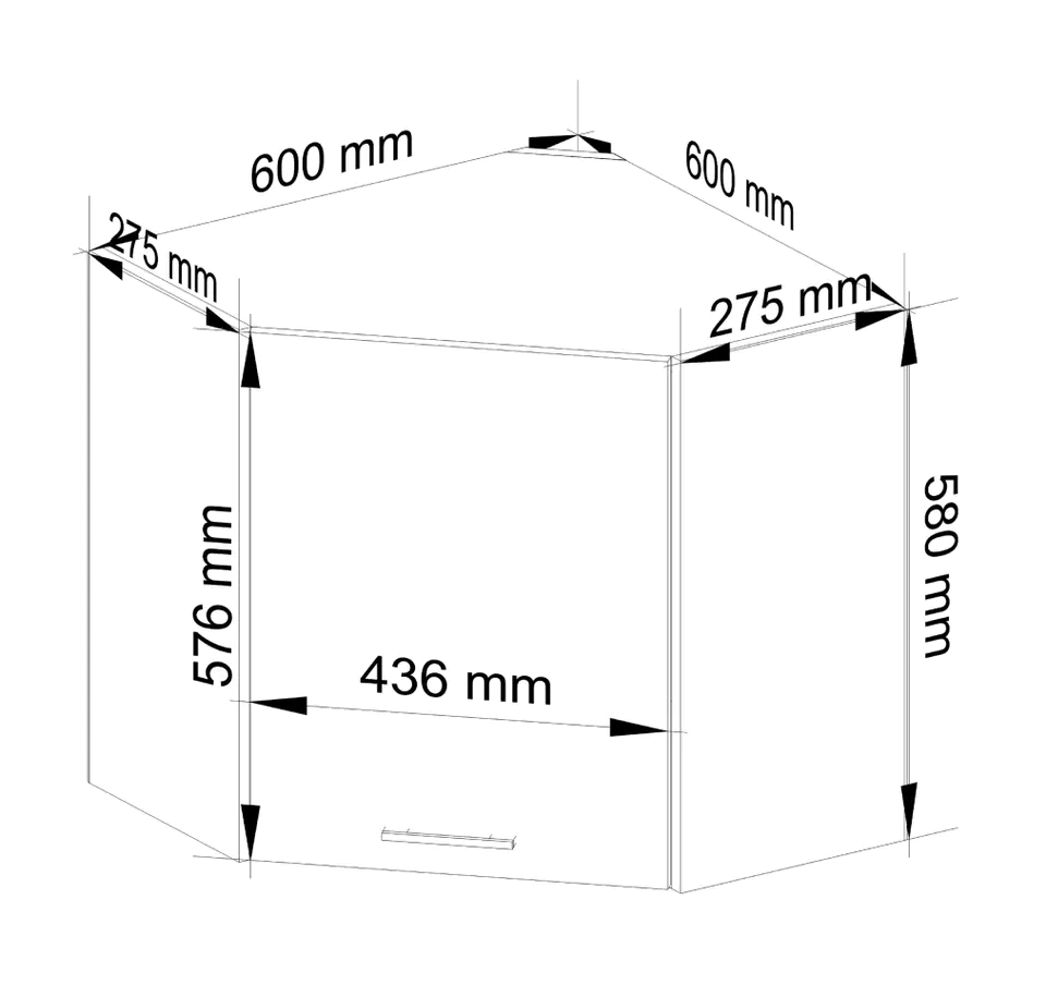 WISZĄCA SZAFKA KUCHENNA NAROŻNA OLIWIA W 60/60cm BIAŁA