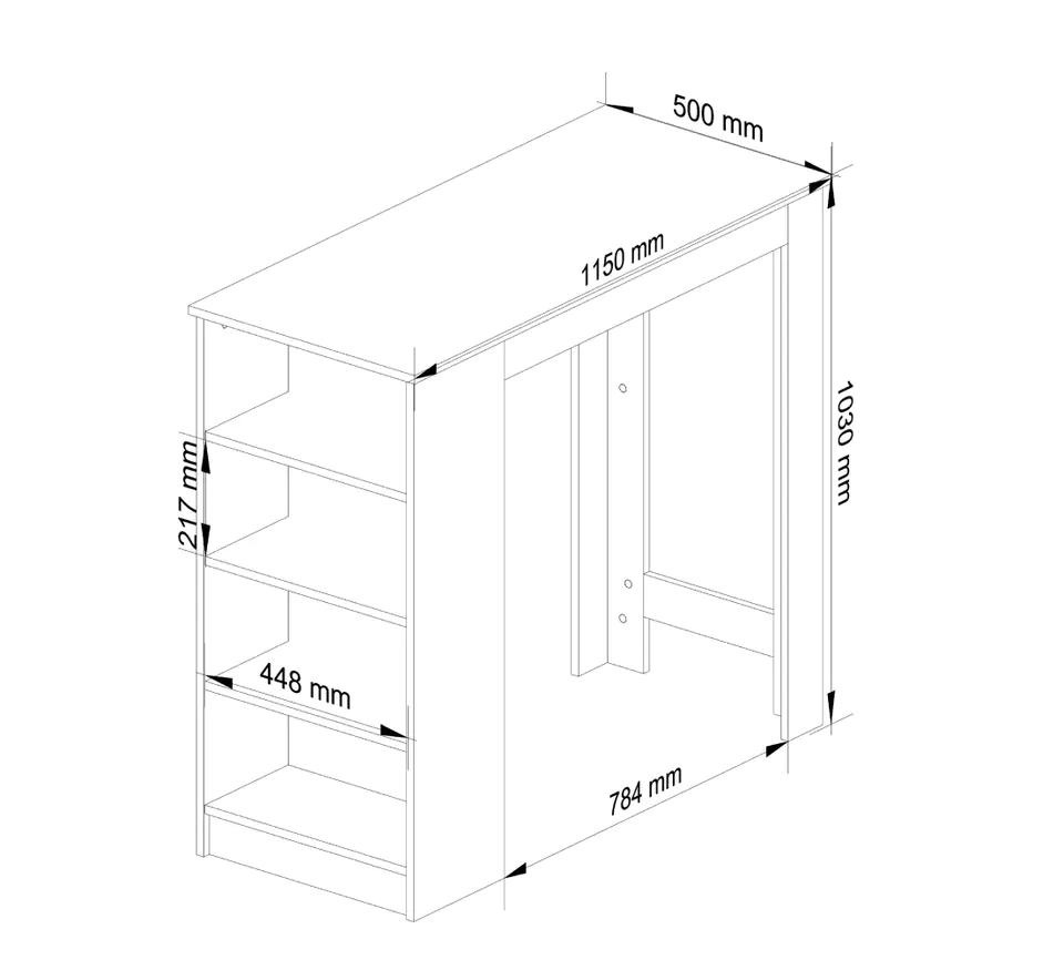 Stolik barowy pod hoker 115cm Biały / Dąb Sonoma