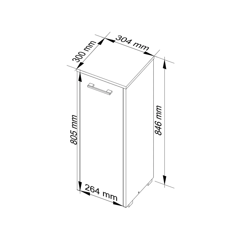 BATHROOM STANDING CABINET FIN S 30 cm WHITE / RED GLOSS