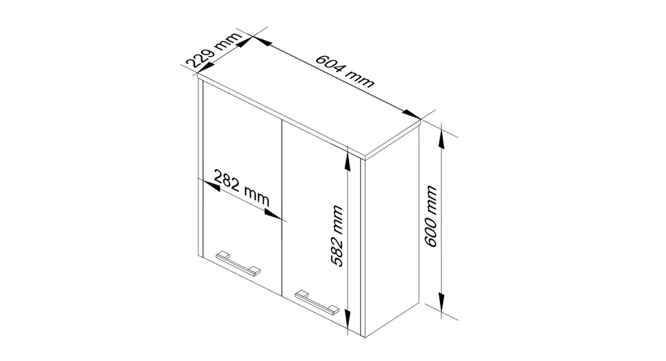 WALL CABINET IN 60 cm FIN 2D WHITE / WENGE