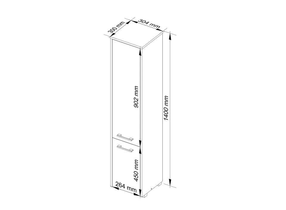 REGAŁ ŁAZIENKA FIN SŁUPEK 30 2D 140cm BIAŁY / SZARY