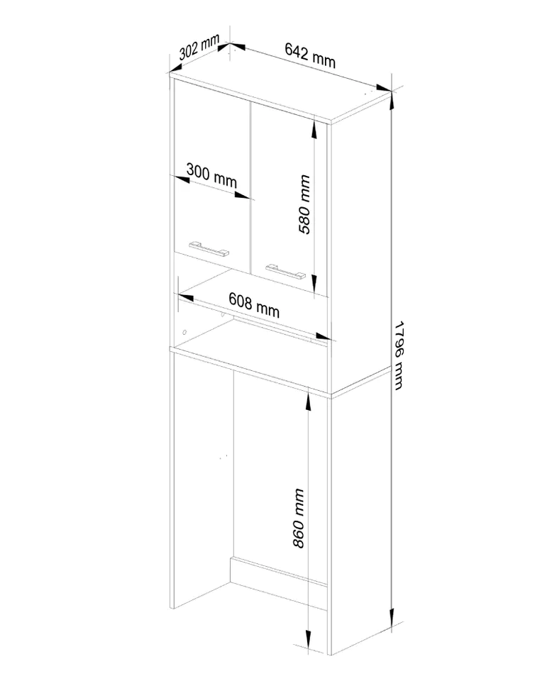 POST BATHROOM SHELVING FIN OVER WASHING MACHINE WHITE / RED GLOSS