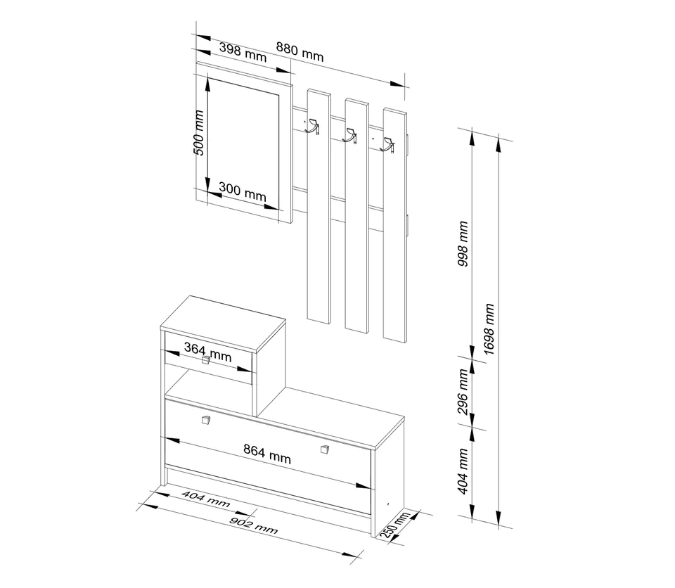 HALLWAY FURNITURE SET WHITE