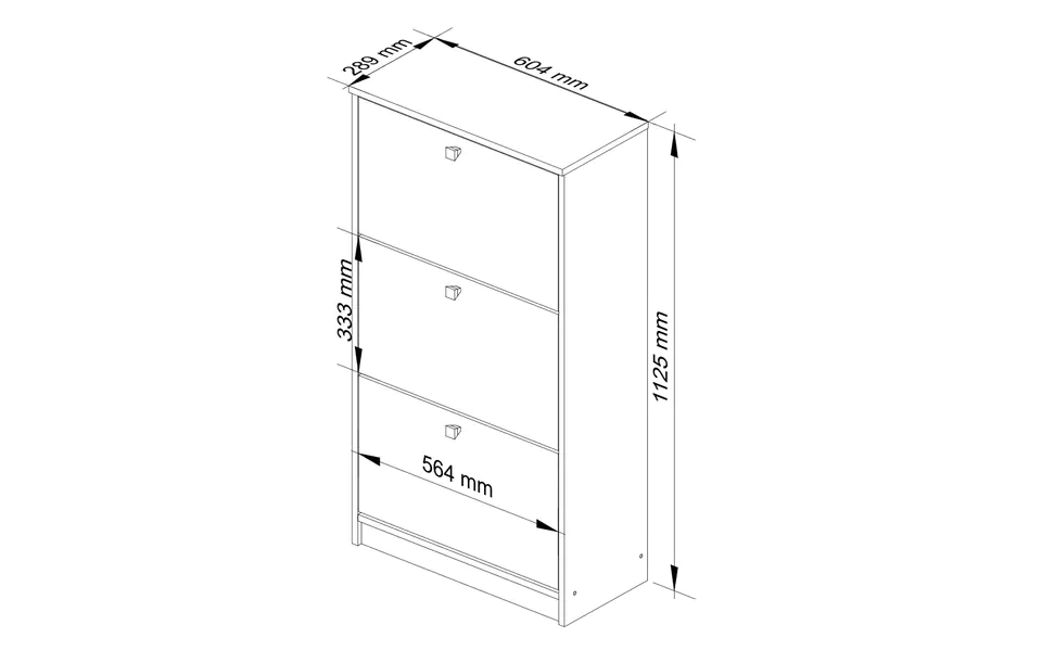 Shoe cabinet 3 hinged doors 60 cm - alder
