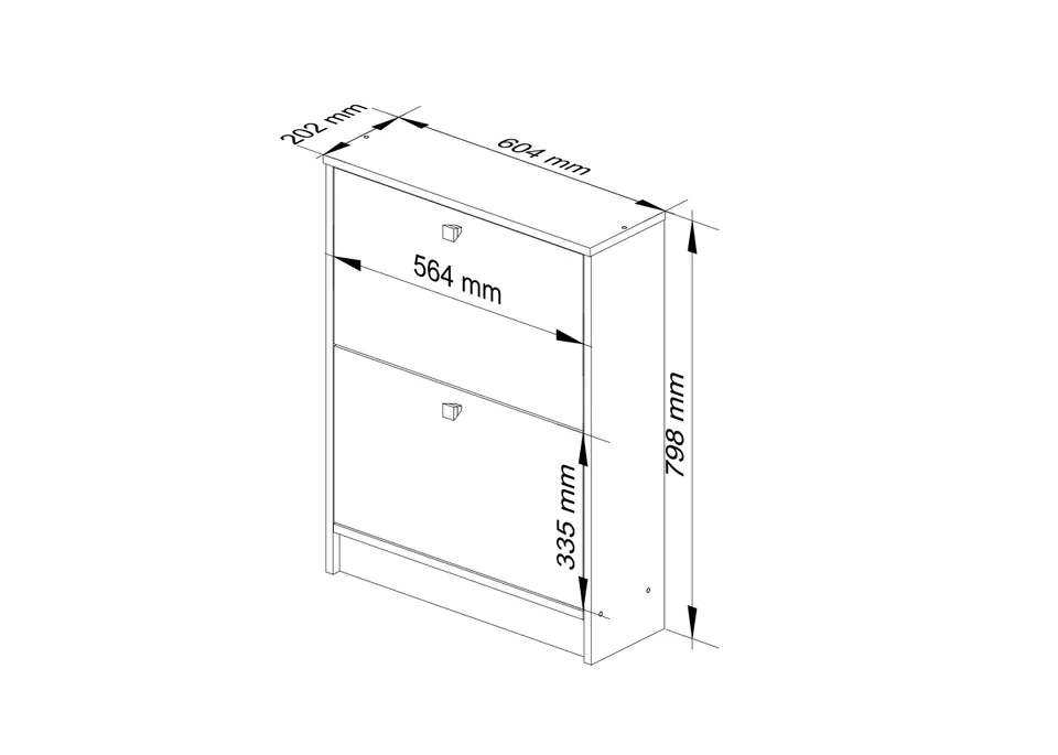 Shoe cabinet 2 hinged doors 60 cm - alder