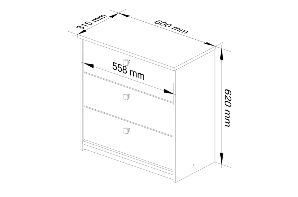 Shoe cabinet MINI 3 hinged door 60 cm - oak sonoma