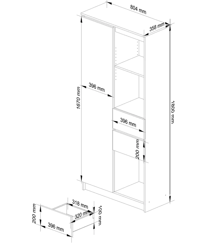 OFFICE RACK R 80 cm CLP R15 WHITE