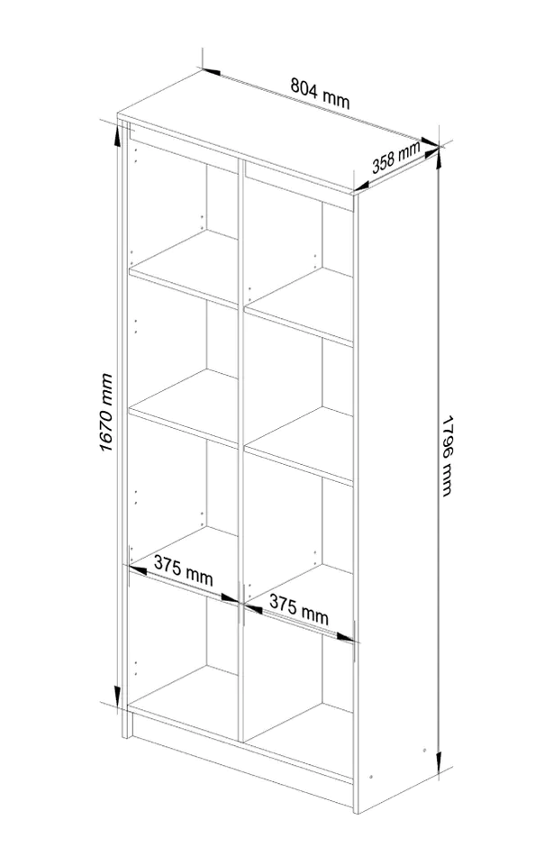 REGAŁ BIUROWY R 80 cm CLP 8 PÓŁEK BIAŁY