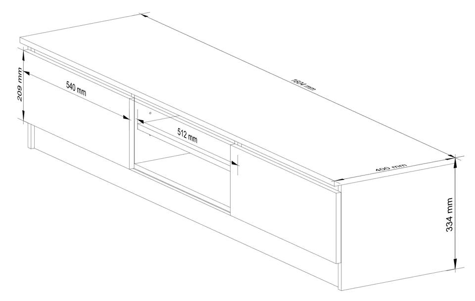 TV cabinet 160 cm under the TV - oak artisan-graphite gray