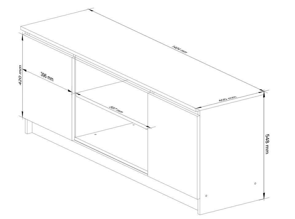 SZAFKA RTV 140 cm 2D 1P BIAŁA / SONOMA
