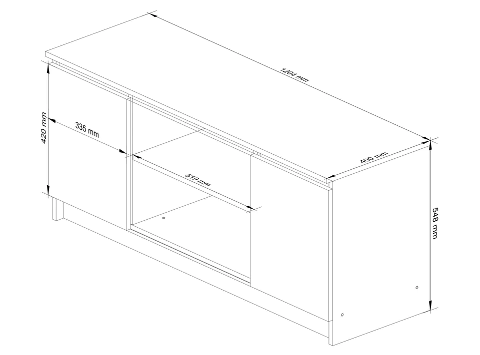 TV cabinet 120 cm under the TV - artisan oak-white