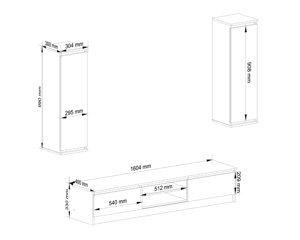 CLP wall unit - furniture set showcase + white rtv